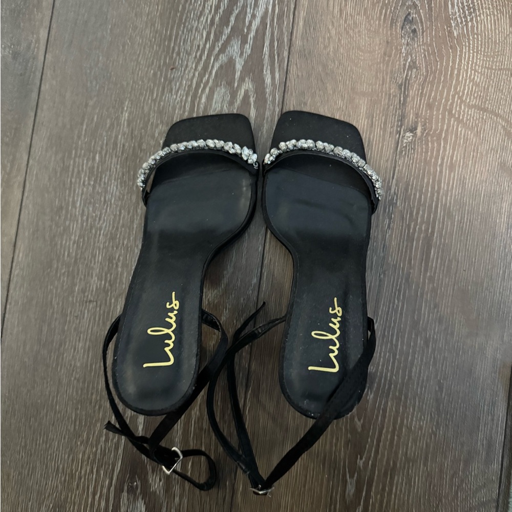 Lulu's Black and Silver Embellished Sandals